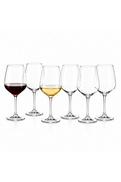 OEM Set de 6 pahare de vin cu picior, transparente, 445 ml