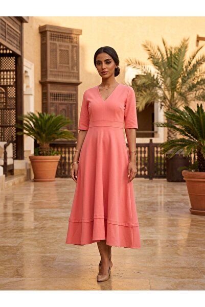 SUGA Elegant Princess Cut Midi Dress – Royal