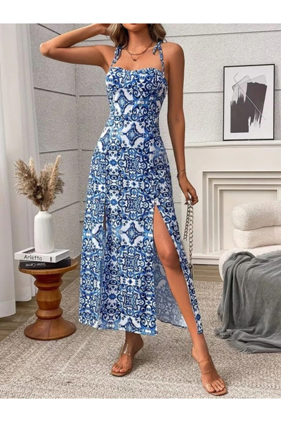 Beruflic Women's Rope Strap Midi Single Jersey Dress with Cross Tie Detail at...
