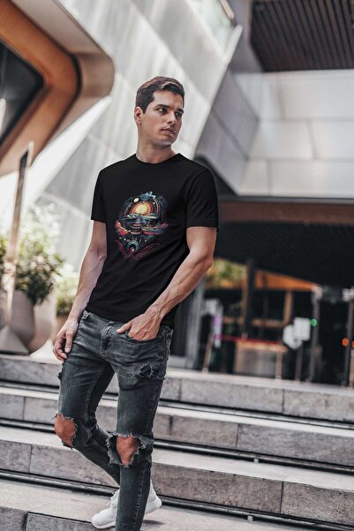 iLovePrints Futuristic Landscape with Space Elements Tshirt