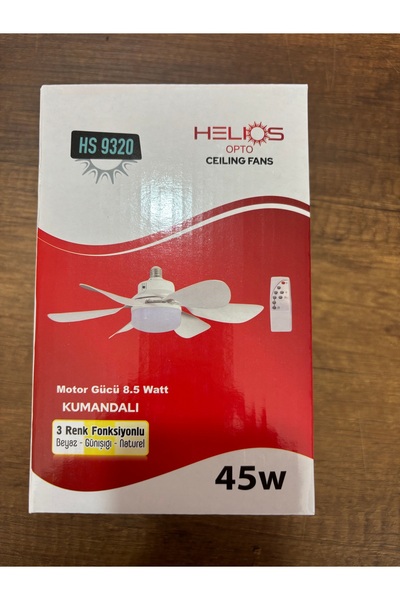 Helios 45W E27 DUYLU VANTİLATÖR 3 KADEMELİ 3 RENK LEDLİ