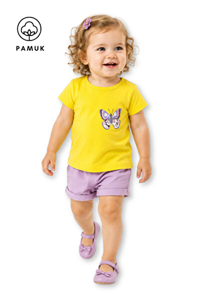 difa kids Baby Girl Butterfly Printed Casual Short Sleeve Summer T-Shirt