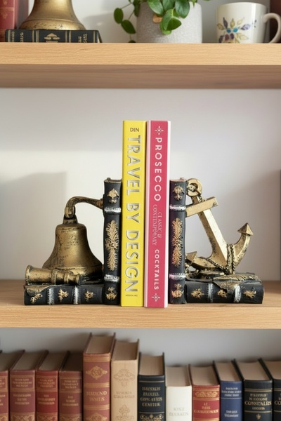 DekorKutum Denizci Temalı Dekoratif Kitap Desteği Seti Kitap Tutucu Biblo Ve ...