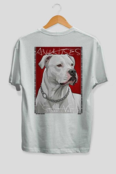 Ankhises For Dog Lovers 41 White Oversize T-Shirt with Dog Print on the Back ...