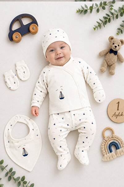 Sitilin Baby Boy 5-Piece Hospital Discharge Set 100% Cotton Newborn Baby Gift...