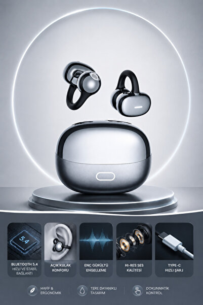 Ayers Premium Bluetooth 5.4 Küpe Kulaklık, Clip-On Açık Kulak Kablosuz Kulakl...