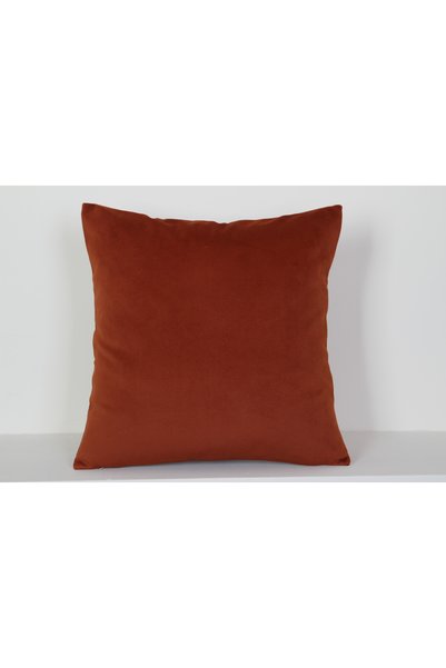 NisanurTerzi Brick Color Plain Decorative Throw Pillow Cover Modern Velvet De...