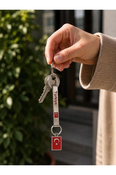 Hd Marketim Turkey Written Metal Keychain with Turkish Flag Stylish Car Bag Key Accessory 13 cm
