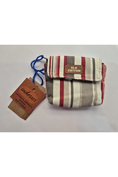 İndos Art Old Cotton Canvas Mini Cüzdan – Fermuarlı Bozuk Para Kesesi