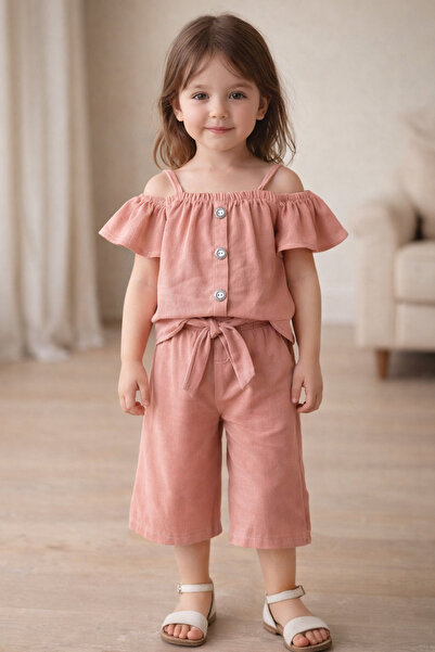 aden kids Set capri pentru fete, cu top și pantaloni, fără umeri