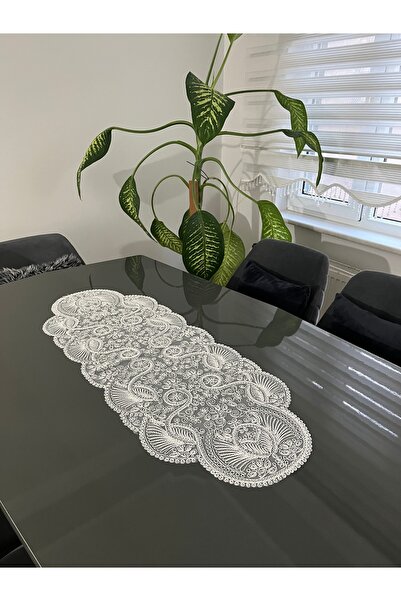 BRL ÇEYİZ HOME French Lace Luxury Tulle Guipure Chic Single Runner 40X110 cm