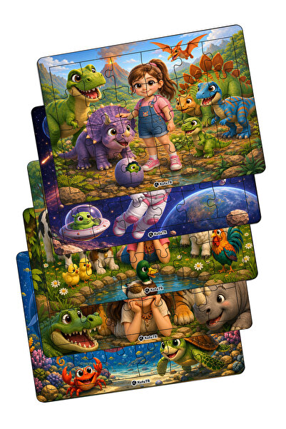 kutuTR 24 Parça Ahşap MDF Puzzle Seti 18x25 cm – Eğitici ve Eğlenceli Çocuk Y...