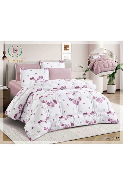 ALMIADD مفرش سرير صيفي مشجر -فلاور - نفرين 6 قطع -مقاس 250*230 -مايكروفيبر نا...