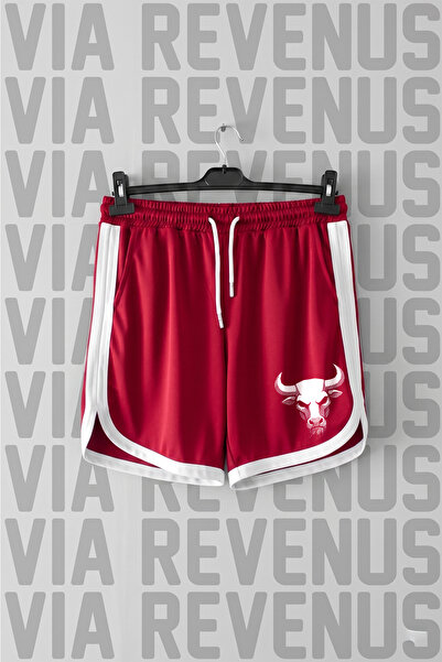 Vordevia Pantaloni scurți de antrenament sport retro unisex cu imprimeu Bull