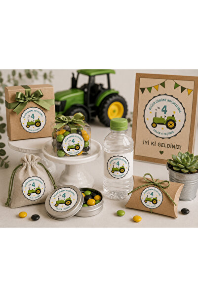 cyatelier Traktör Konseptli Doğum Günü Stickerı | Kişiye Özel İsim Yazılı Par...