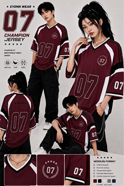 eyonnwear Unisex Champion 07 Oversize Jersey Forma Tişört