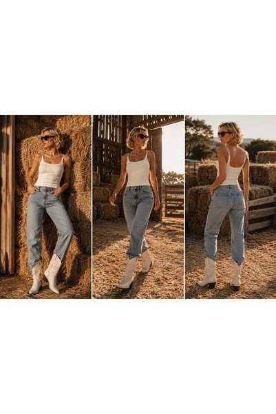 ibeeka -Çift Askı Detay Kendinden Sütyenli Destek Pedli Ekru Basic Bluz