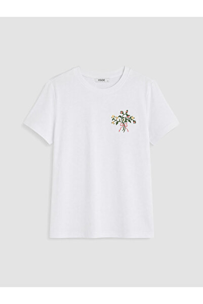 LC Waikiki Nevavm Embroidered 100% Cotton Women's T-Shirt