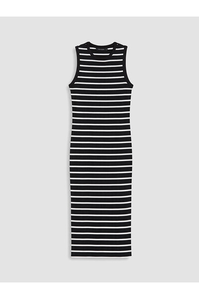 LC Waikiki Nevavm Oval Neck Striped Bodycon Dress with a Difference