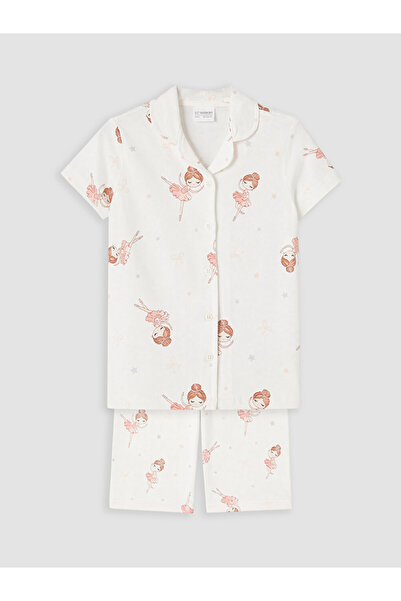 LC Waikiki Shirt Collar Girls' Capri Pajama Set