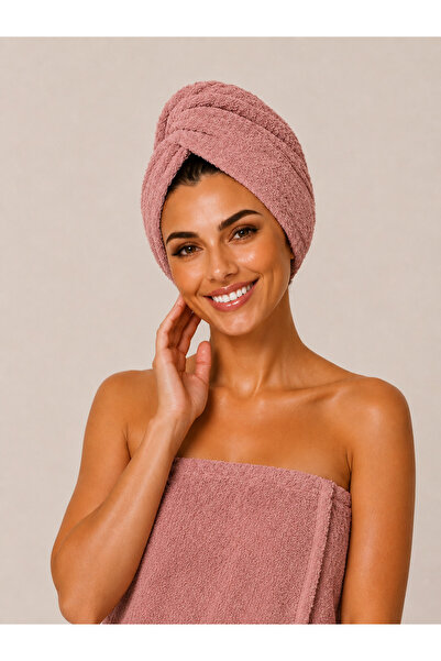 Pamuva 100% Cotton Hair Towel with Button and Elastic Detail - Lightweight an...