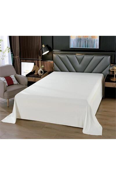 Alhabib bedding شرشف نداف صيفي فلات كوين مايكروفايبر كريمي مقاس 240x190 سم