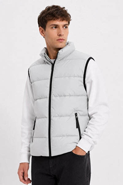 Asmedo Men's padded vest with zipper, external pockets, internal pockets, fib...