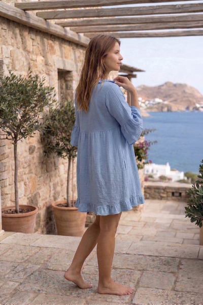 Bedinn Müslin Fırfırlı Elbise Elysia - %100 Pamuk Salaş Boho Stil