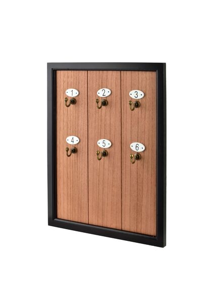 MONDEX Suport chei metalic STACY, cadru, 40x30x1.5 cm, negru, 6 cârlige