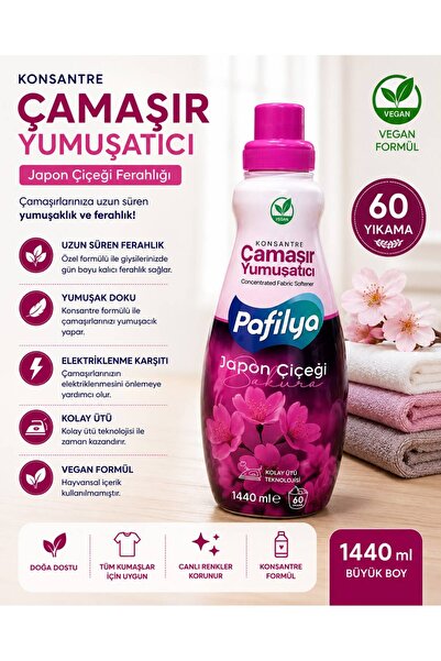 Pafilya KONSANTRE ÇAMAŞIR YUMUŞATICISI JAPON ÇİÇEGİ 60 YIKAMA YERLİ ÜRETİM