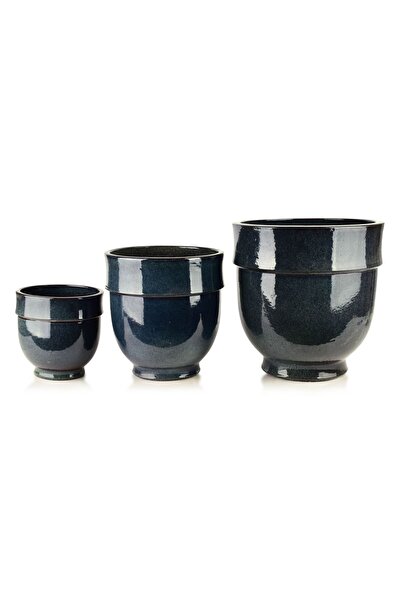MONDEX Ghiveci Prima HEVRA 43x43x44 cm / 34x34x35 cm / 24x24x25 cm Gri 3 bucăți