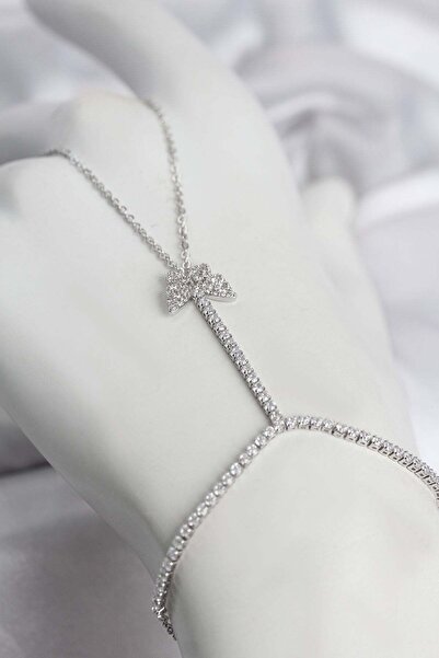 Inure Jewelry نموذج فراشة من النحاس الفضي اللون مع حجر الزركون شاهميران