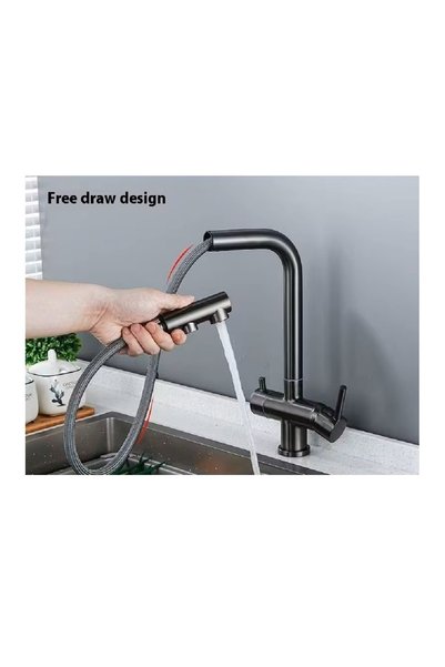 OEM Kitchen Sink Faucet with Dual Flow Water Purification Outlet, Spiral 2-Function Sprinkler, Anthracite Color, 7 Years Warranty, Imported
