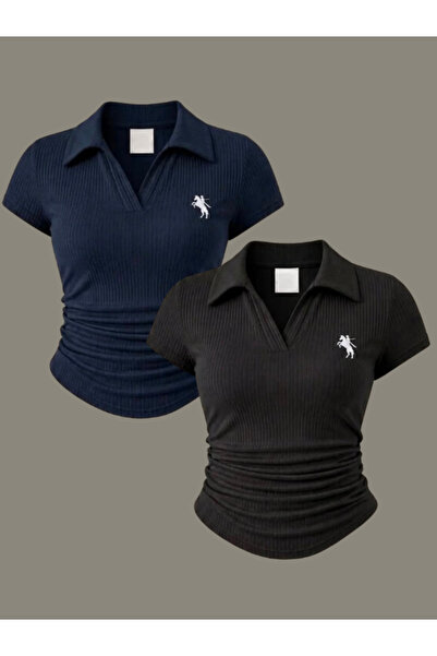 DREICH STREETWEAR ART 2 Li Polo Collar Embroidered Blouse