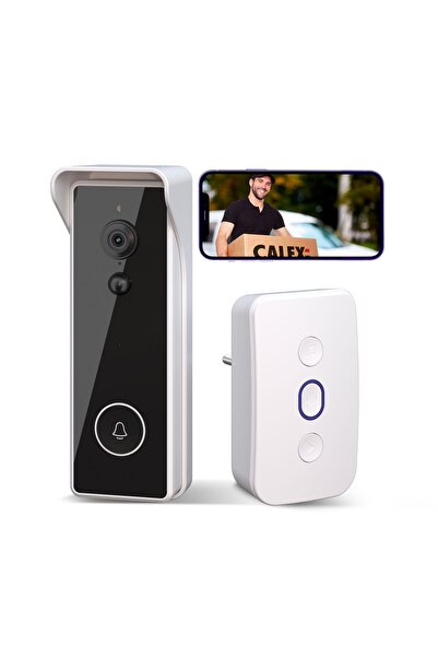 Calex Sonerie video inteligentă 2K wireless cu clopoțel wireless, Wi-Fi, Negru