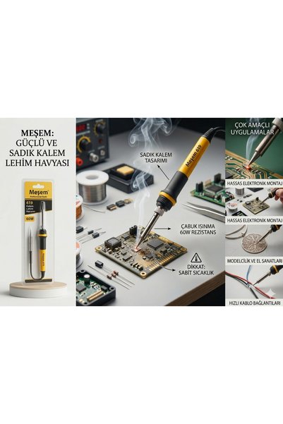 EMİRHANNALBUR Meşem 619 Kalem Lehim Havyası 60W Professional Lehim Makinesi
