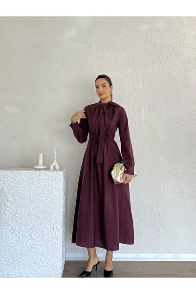 Nesil Beli Latikli Long Dress