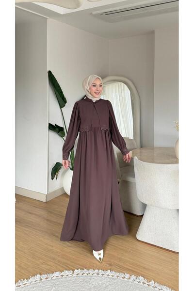 NİLNUR MODA فستان بعباءة مطرزة من نيو سيزون نيسبر
