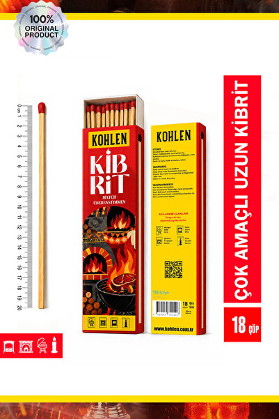 KOHLEN STREICHHOLZ Çok Amaçlı Uzun Kibritler – Şömine, BBQ, Soba ve Mum için
