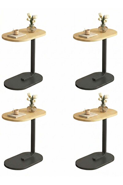 Taimi 4-Pcs C-Shaped Side Table Elegant Design with Metal Frame, 60x28x39cm -...