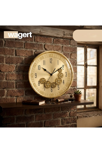 CEZVE HOME Wall Clock with Wheel Detail and Minute Markers - Retro Metal Wall...