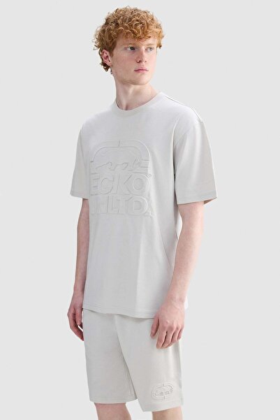 ecko unltd. Brooks Loose Fit Crew Neck Printed 100% Cotton Men's Off-White T-...