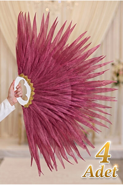 ZEYMERADE Burgundy Fringed Dance Fan, 4 Pieces Large Size 120X80Cm, Henna Nig...