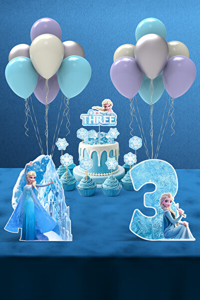 Hey Parti مجموعة حفلات عيد ميلاد فروزن إلسا (مفهوم عيد ميلاد للأعمار 3 سنوات،...