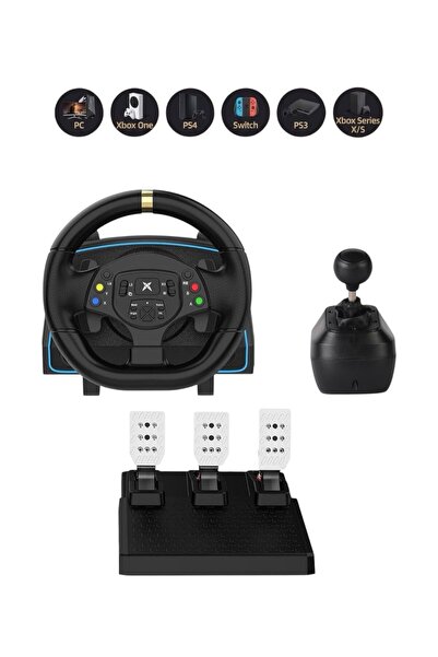 JOYCOR 3 Pedallı Oyuncu Direksiyon Seti - 6+1 Manuel Vitesli, Led Işıklı, Hop...