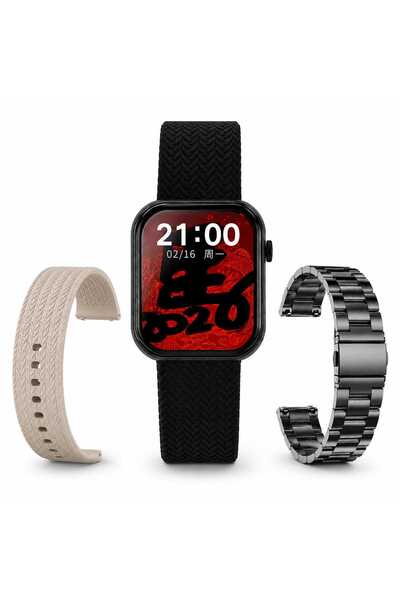beemen H11 Pro Max Plus Akıllı Saat 46mm AMOLED Ekran Bluetooth Arama 3 Kordo...
