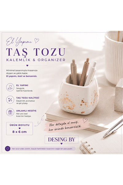 DESING BY El Yapımı Taş Tozu Kalemlik Organizer Dekoratif Masaüstü Düzenleyici