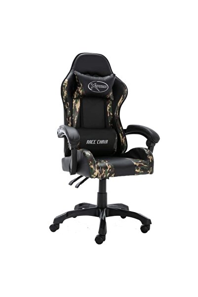 vidaxl Scaun de jocuri, negru și camuflaj, piele ecologică