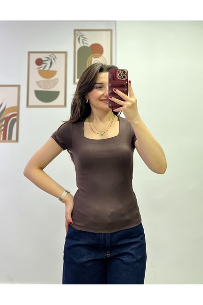 bydenizcollection Square Collar Modal Fabric Tshirt
