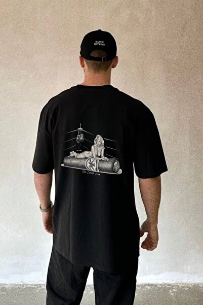 The Champ Clothing Tricou oversize pentru bărbați, negru, cu imprimeu Ring Sp...